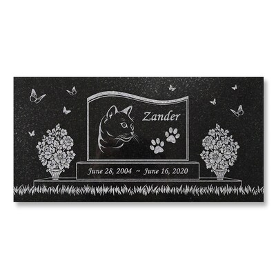 Personalized Cat Memorial - Granite Stone Pet Grave Marker - 6x12 - Zander - image2